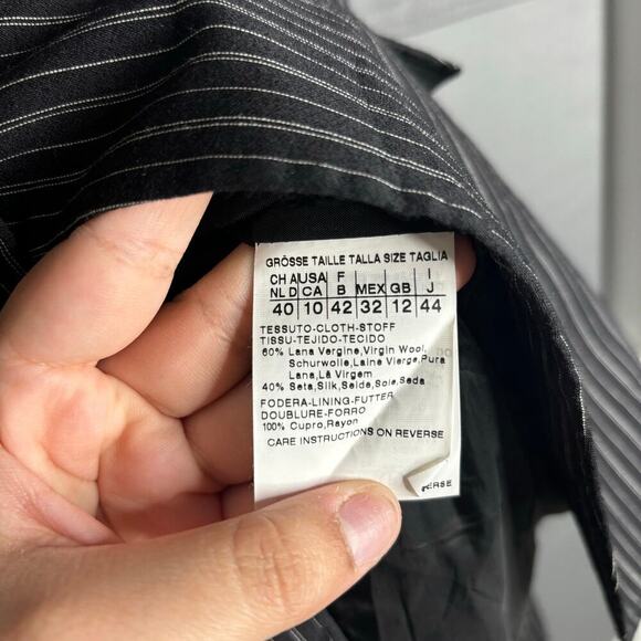 Max Mara Striped Wool Blend Blazer Black Size 10 - Picture 4 of 4